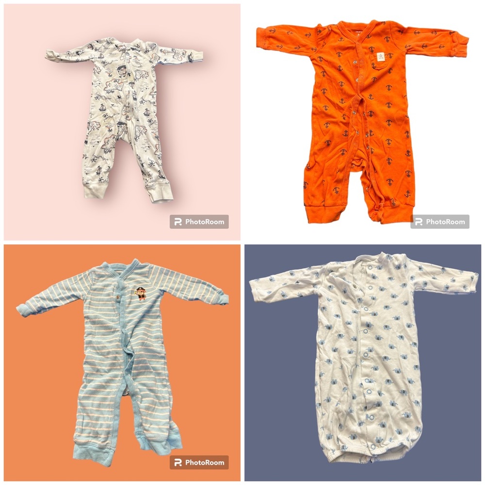 Lot of 4 Carter's Sleep & Play Footless Onesies/Sleep Sack (3-6 Months)